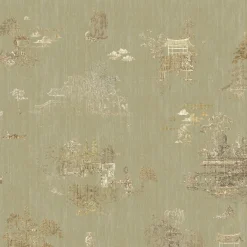 KOHRO Tessuto da rivestimento in poliestere con ore e lampeggi d'oro> Carte Da Parati