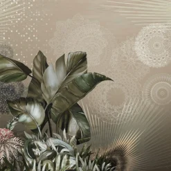 KOHRO Tessuto da rivestimento in poliestere Sarasvati verde e bronzo><noscript><img width=