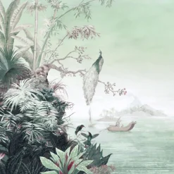 KOHRO Tessuto da rivestimento in cotone e lino verde West Of Java><noscript><img width=