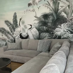 KOHRO Tessuto da rivestimento in cotone e lino verde West Of Java><noscript><img width=