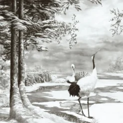 KOHRO Tessuto murale in cotone con stagni irlandesi grigio e blu chiaro> Carte Da Parati