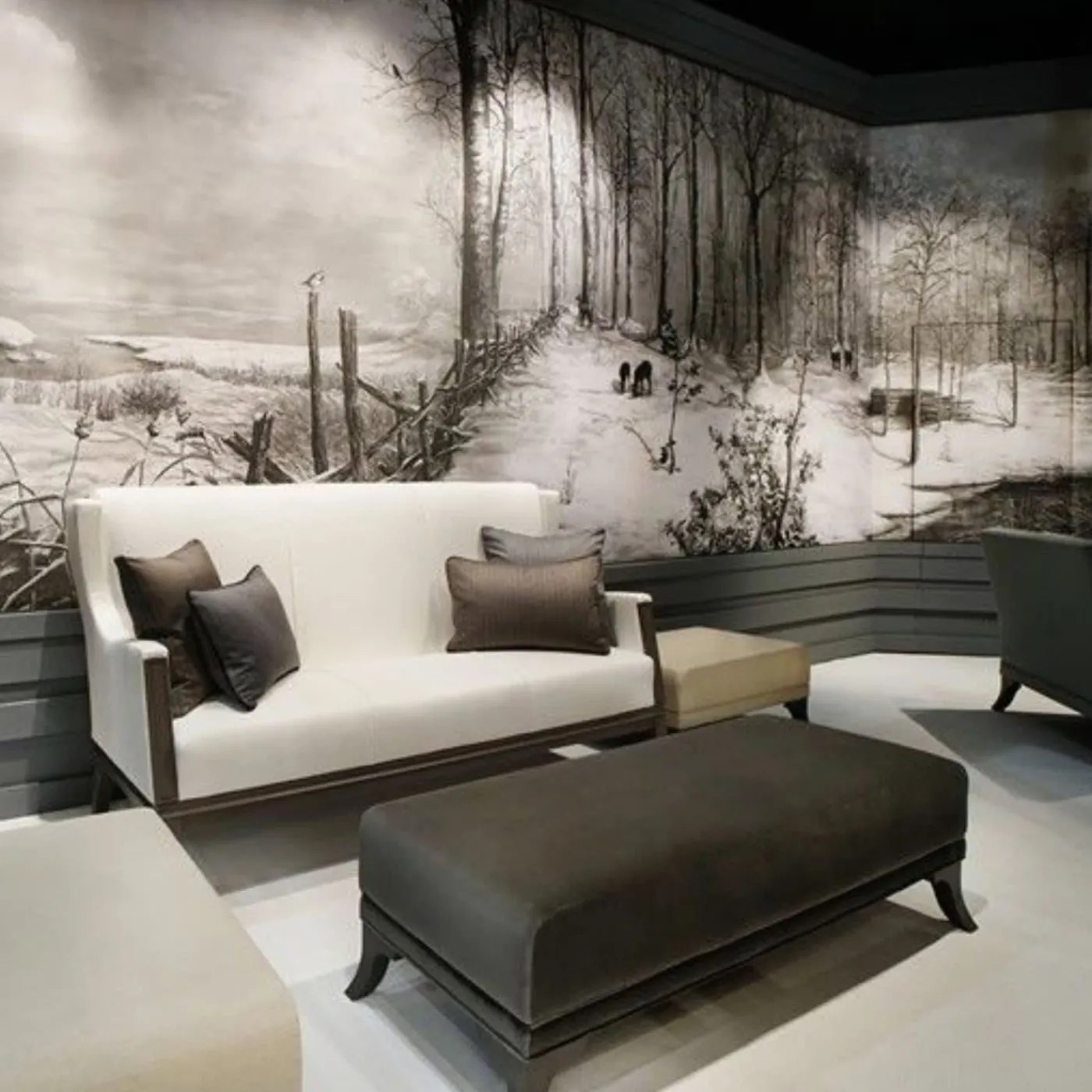 KOHRO Tessuto murale in cotone con stagni irlandesi grigio e blu chiaro> Carte Da Parati