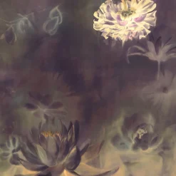 KOHRO Tessuto murale in cotone viola e oro Fleuraissance> Carte Da Parati