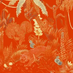 KOHRO Tessuto murale in poliestere Red Jungle Lounge> Carte Da Parati