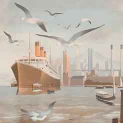 KOHRO Tessuto murale in poliestere marrone, grigio e bronzo Dalla terra al mare> Carte Da Parati