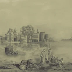 KOHRO Tessuto murale in poliestere verde e oro Darshan Panorama><noscript><img width=