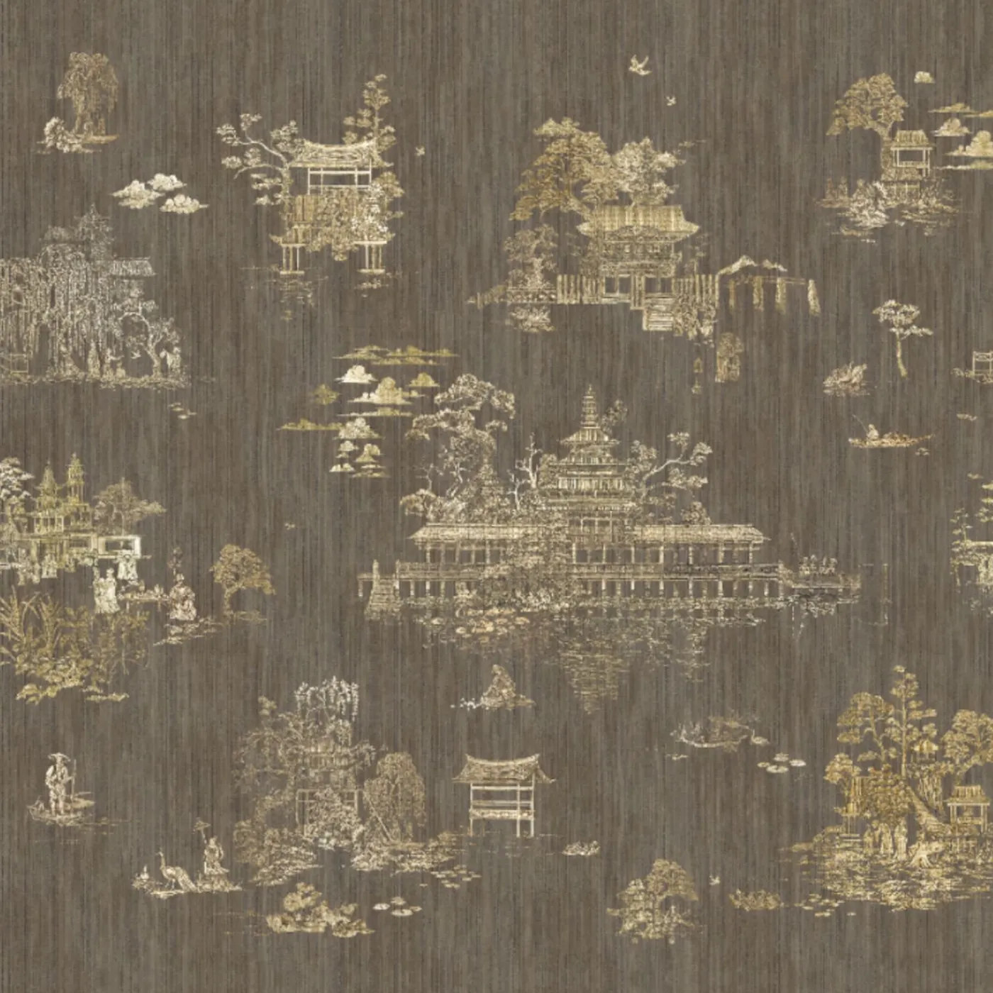 KOHRO Tessuto murale in poliestere marrone e oro Ore e Lampeggi> Carte Da Parati