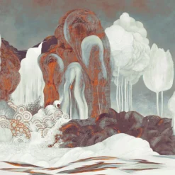 KOHRO Tessuto murale in poliestere con incanto rosso e blu><noscript><img width=