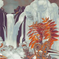 KOHRO Tessuto murale in poliestere con incanto rosso e blu><noscript><img width=