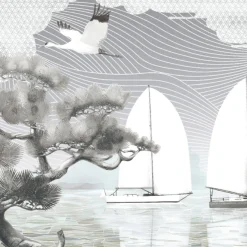 KOHRO Tessuto murale in poliestere grigio Sea Breeze> Carte Da Parati