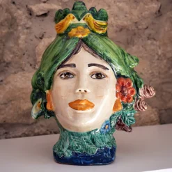 Artema Galli Testa di moro policroma Vaso Primavera Modern> Vasi Figurativi