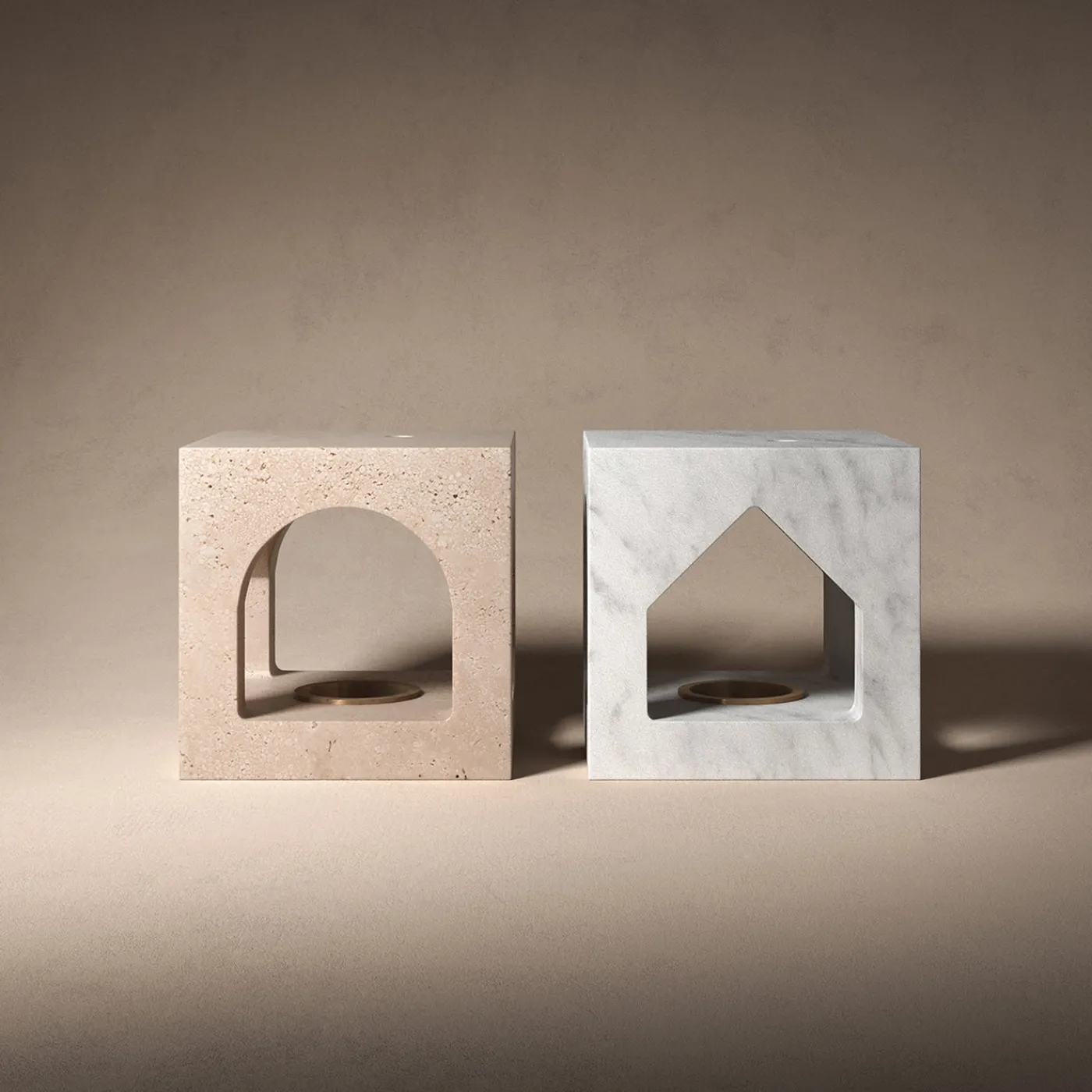 Salvatori The Village - Portacandele in travertino MA House di Kengo Kuma> Candelieri E Portacandele