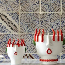 Patrizia Italiano Totuccio Venditore ambulante di peperoni Vaso di testa> Vasi Figurativi