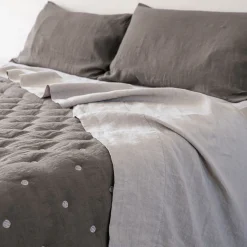 Once Milano Trapunta di lino grigio taupe> Biancheria Da Letto