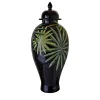 Ceramiche Ceccarelli Tropical & Flowers Clyde Palm Leaves Vaso con coperchio> Vasi Con Coperchio