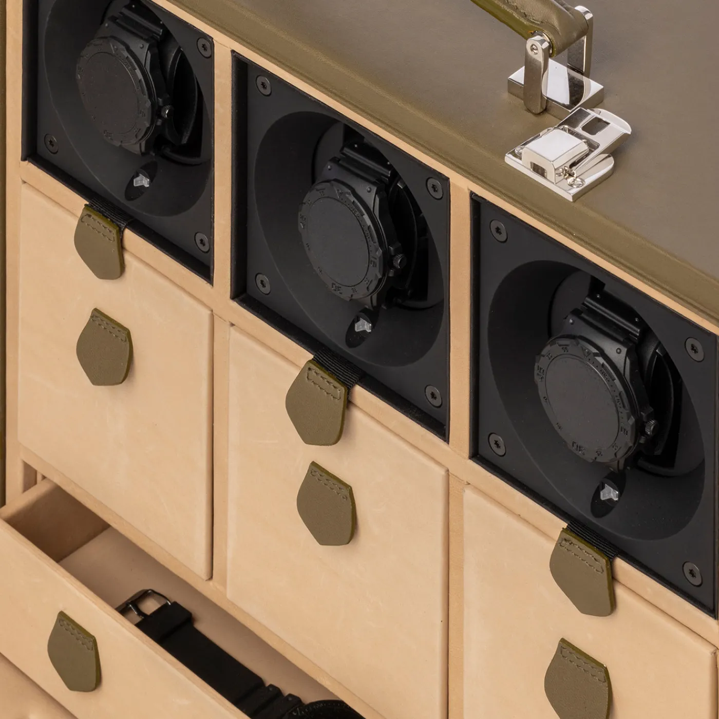 laErre Trunks Trunk per Orologi Geneve in Pelle Verde> Portagioie