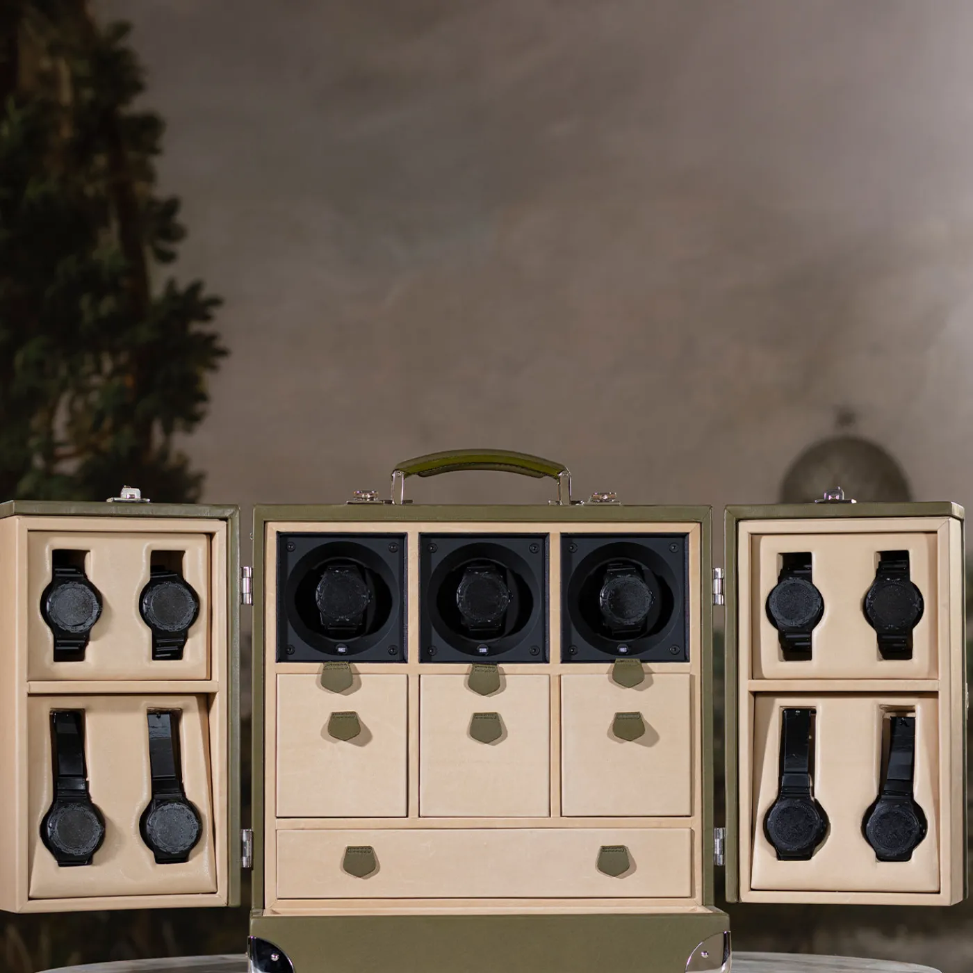 laErre Trunks Trunk per Orologi Geneve in Pelle Verde> Portagioie