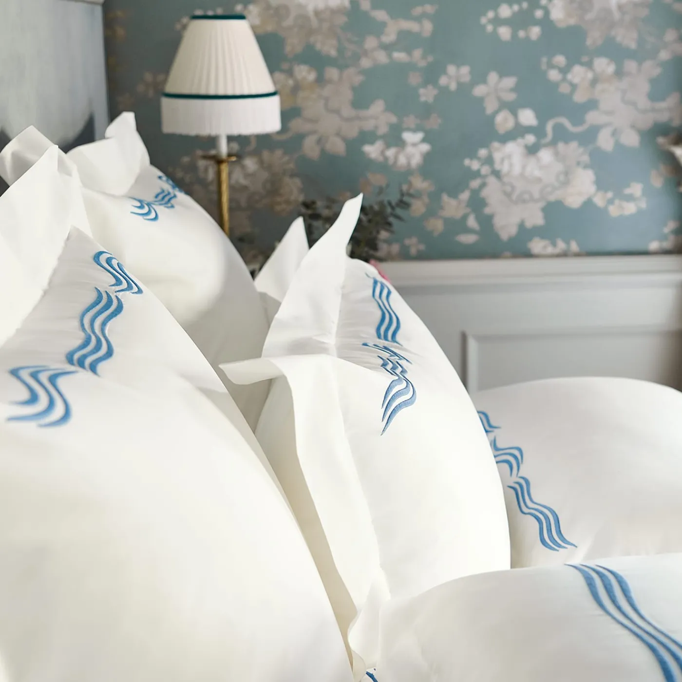 Verderoccia Tuffo Bianco e Blu Assisi US King Sham> Biancheria Da Letto