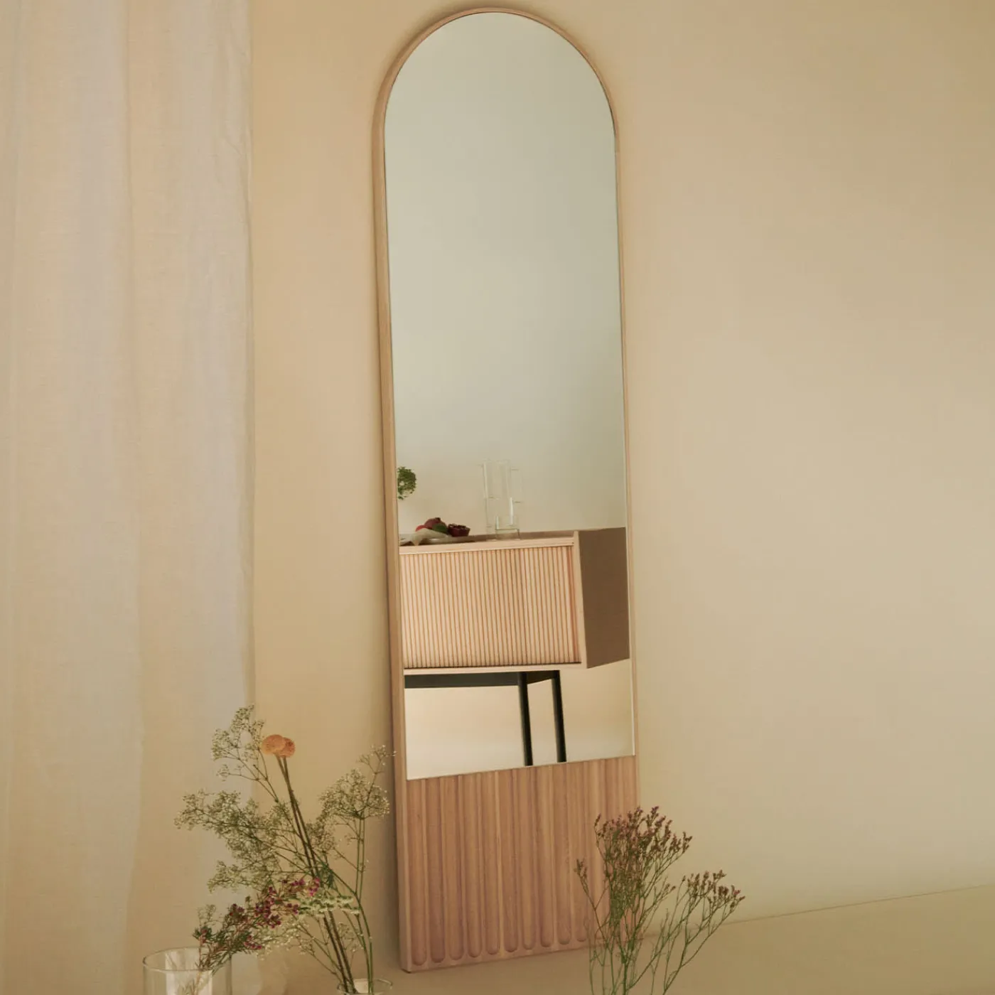 Dale Italia Tutto Sesto Specchio rotondo in frassino naturale> Specchi Da Terra