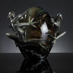 VGnewtrend Uovo di vetro con rane grigie> Statuine