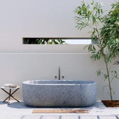 Veltha Outdoor Stone Design Vasca da bagno in peperino grigio acquamarina><noscript><img width=