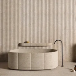 Luce Di Carrara Vasca da bagno Oval Beige in marmo Sartoriale di Federico Peri><noscript><img width=