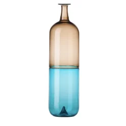 Venini Vaso alto Bolle di Tapio Wirkkala in Taupe/Aqua> Bottiglie Decorative