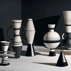 Rometti Vaso Aryballos bianco e nero di Ugo La Pietra> Vasi Decorativi