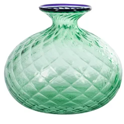 Officine di Murano 1295 Vaso Balloton verde con bordo blu> Vasi Da Fiori