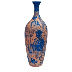 Clara Holt Vaso Blues in terracotta di e Chiara Zoppei> Bottiglie Decorative