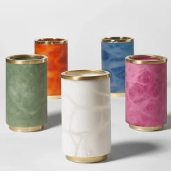 Matlight Milano Vaso Borealis in alabastro arancione e ottone lucido><noscript><img width=