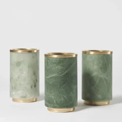 Matlight Milano Vaso Borealis in alabastro verde e ottone satinato> Vasi Da Fiori