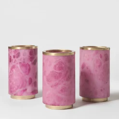 Matlight Milano Vaso Borealis in alabastro rosa e ottone satinato> Vasi Da Fiori