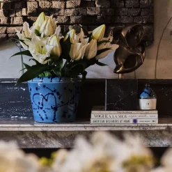 Carola fra i Trulli Vaso Cachepot in ceramica celeste e blu><noscript><img width=