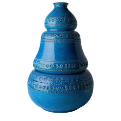 Bitossi Ceramiche Vaso con Due Elementi Blu di Aldo Londi> Vasi Decorativi
