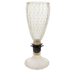 Officine di Murano 1295 Vaso con piede nero e oro 24 carati> Vasi Da Fiori