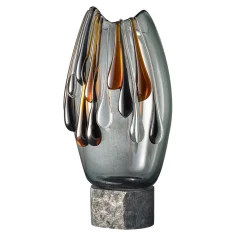 Aina Kari Vaso Decorativo Lagoon Tears in Vetro di Murano con Accenti in Ambra> Vasi Decorativi