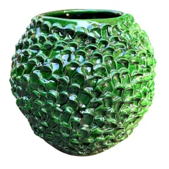 Daria Dazzan Vaso decorativo Medium Round della serie Onda in Verde Muschio Dorato> Vasi Decorativi
