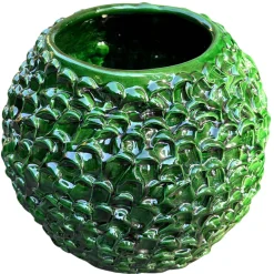 Daria Dazzan Vaso decorativo Medium Round della serie Onda in Verde Muschio Dorato> Vasi Decorativi