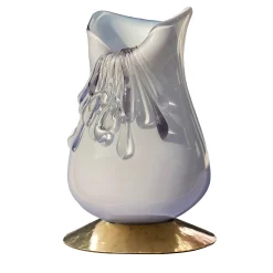 Aina Kari Vaso decorativo Stravedamento in vetro di Murano bianco e ottone martellato> Vasi Decorativi