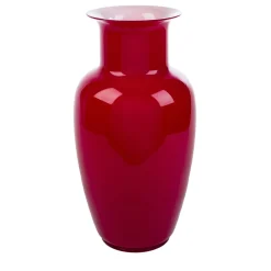 Officine di Murano 1295 Vaso Demajo Incamiciato Rosso e Bianco> Vasi Da Fiori