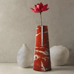 Carcino Design Vaso Elara Rosso Francia e Bianco Carrara><noscript><img width=