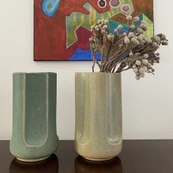 mg12 by Monica Geronimi Vaso Giuseppe Turquesa in ceramica smaltata blu opaco><noscript><img width=