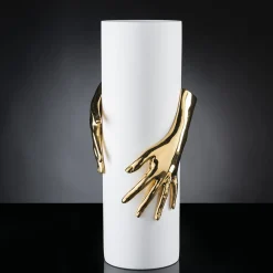 VGnewtrend Vaso Hands oro e bianco><noscript><img width=