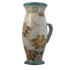 Studio Le Nid Vaso in Ceramica Beige Peace&Love con Coperchio e Motivo Floreale> Vasi Con Coperchio