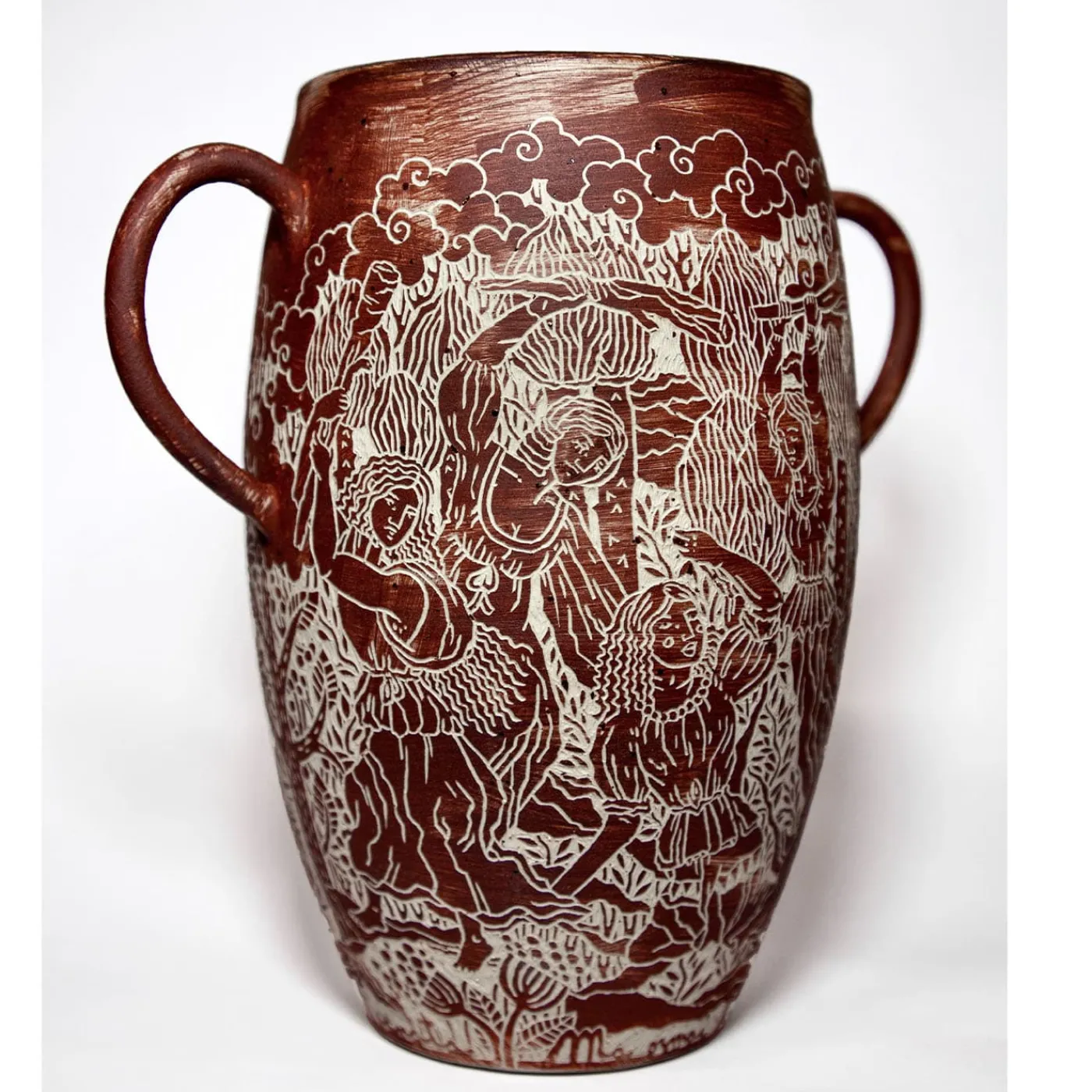 Clara Holt Vaso in gres rosso con manici Morte di Orfeo> Anfore