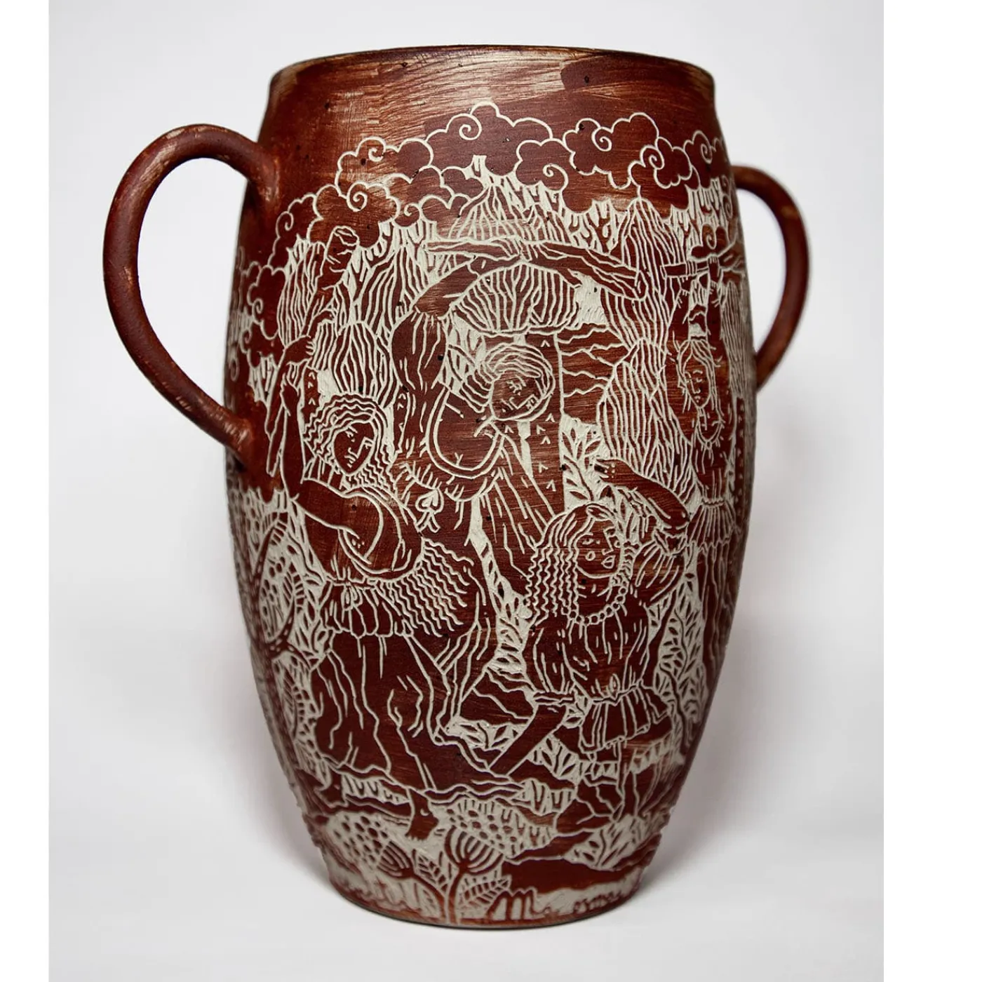Clara Holt Vaso in gres rosso con manici Morte di Orfeo> Anfore