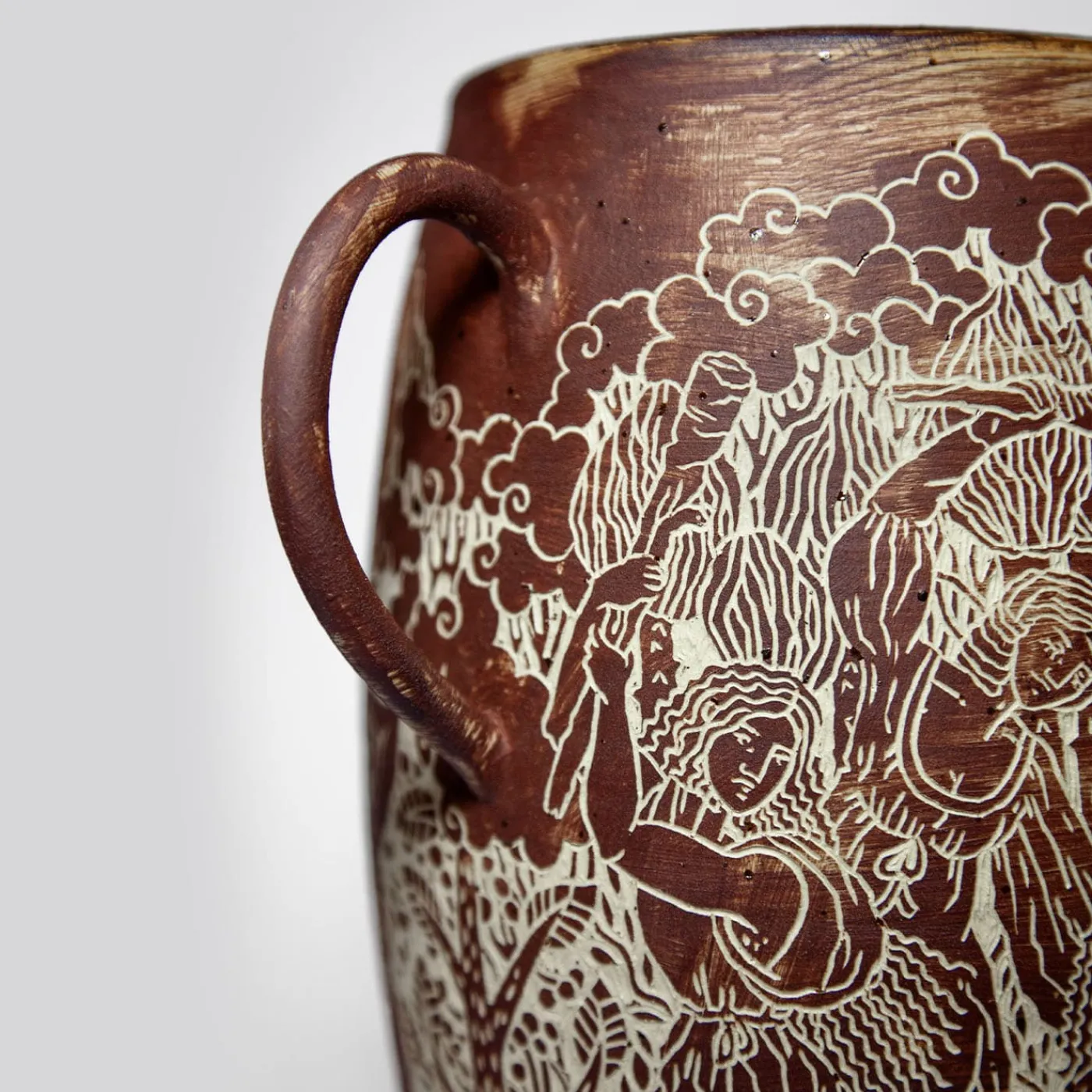 Clara Holt Vaso in gres rosso con manici Morte di Orfeo> Anfore