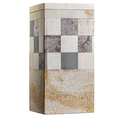 Tao_H Vaso in marmo bianco e giallo Square B con coperchio di Luciano Setten> Vasi Con Coperchio