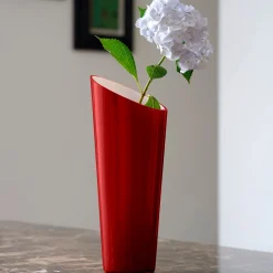 IVV Vaso in Vetro Rosso e Milkwhite Orizzonte Oblique> Vasi Da Fiori